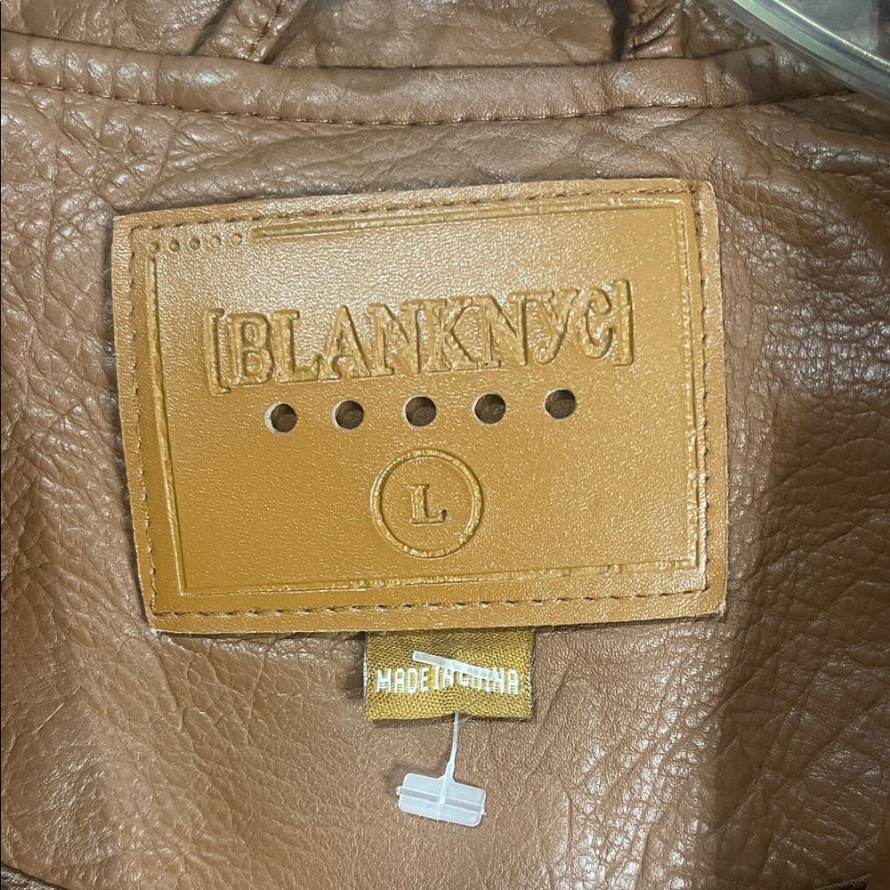 NWOT Blank NYC Tan Leather Jacket with Silver Accents Women’s Size Large - Picture 9 of 12